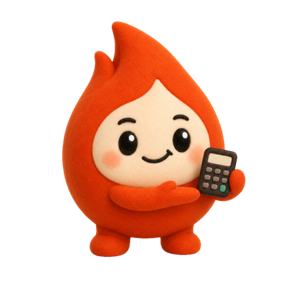 Ember holding a calculator.