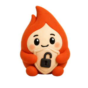 Ember the mascot guarding your private data.